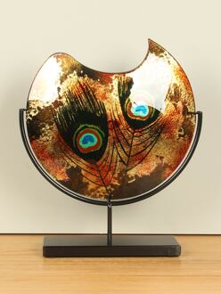 Glazen vaas Pauw op standaard, 37 cm