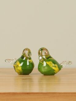 Glazen vogeltjes groen, 2 stuks