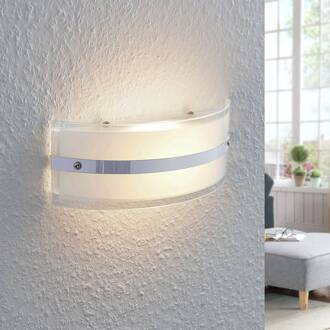 Glazen wandlamp Zinka met LED, 26 cm wit, chroom