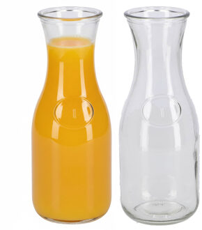 Glazen water karaf - 2x - sap/wijn karaf - van 0,5 liter - Karaffen - tafel / keuken - artikelen - s