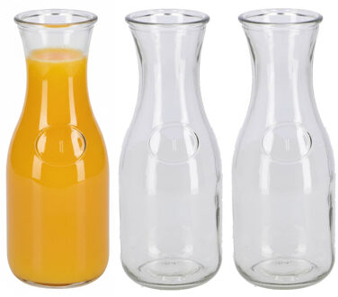 Glazen water karaf - 3x - sap/wijn karaf - van 0,5 liter - Karaffen - tafel / keuken - artikelen - s