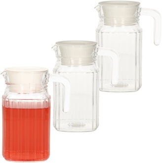 Glazen water karaf met handvat - 4x stuks - 0,5 Liter - schenkkan