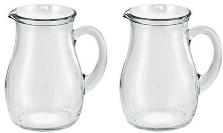 Glazen water karaffen van 1 Liter Roxy - 2x - Sapkannen/waterkannen/schenkkannen