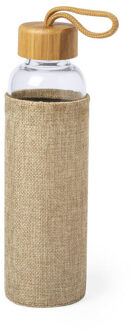 Glazen Waterfles - 500 ml - drinkfles - met bamboe bescherm hoes - Sportfles - Bidon