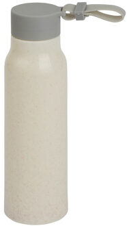 Glazen waterfles/drinkfles - beige coating - met kunststof schroefdop - 300 ml - Sportfles - Bidon