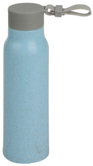 Glazen waterfles/drinkfles blauwe coating met kunststof schroefdop 300 ml - Drinkflessen