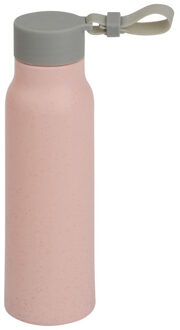 Glazen waterfles/drinkfles - lichtroze coating - met kunststof schroefdop - 300 ml - Sportfles - Bi
