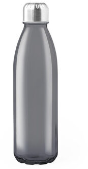 Glazen waterfles/drinkfles met RVS dop - zwart transparant - 650 ml - Sportfles - Bidon