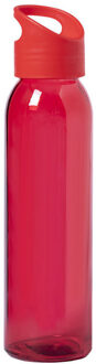 Glazen waterfles/drinkfles met schroefdop - rood - 470 ml - bidon - Drinkflessen