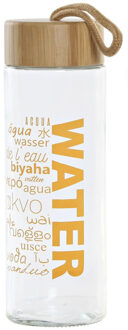 Glazen waterfles/drinkfles oranje transparant met touwtje 580 ml