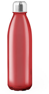 Glazen waterfles/drinkfles rood transparant met RVS dop 650 ml - Drinkflessen