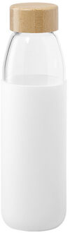 Glazen waterfles/drinkfles - siliconen bescherm hoes Wit - 540 ml - Sportfles - Bidon