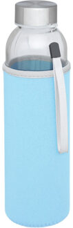 Glazen waterfles/drinkfles - softshell bescherm hoes blauw - 500 ml - Sportfles - Bidon