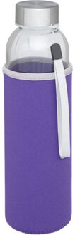 Glazen waterfles/drinkfles - softshell bescherm hoes paars - 500 ml - Sportfles - Bidon