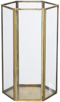Glazen waxinelichthouder - goudkleurig - 20 cm Transparant