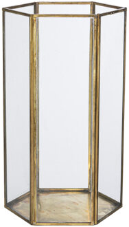 Glazen waxinelichthouder - goudkleurig - 26 cm Transparant