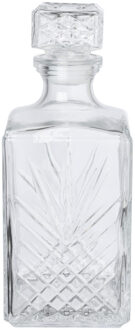 Glazen whisky/water karaf met dop 1 liter - Whiskeykaraffen Transparant