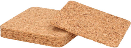 Glazenonderzetters - set 6x - vierkant - 10x10 cm - Kurk