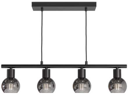 Glazura - LED Hanglamp 4 Lichts - Glazen bollen - Smokey glas - Zwart - E14 fittingen
