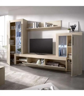 Glein living room furniture with display case and purpose leds.