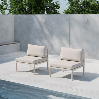 Glen aluminium modulair tuin bankelement beige met beige zitkussens- 74 x 65 cm