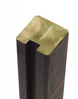 Gleufpaal Zwart Hout 9 x 9 x 268 CM Begin- en Eindpaal Black