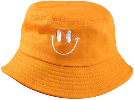 Glimlach Patroon Grappige Borduren Panama Modieuze Hoeden Mannen En Vrouwen Zomer Outdoor Kinderen Hiphop Visser Hoeden geel