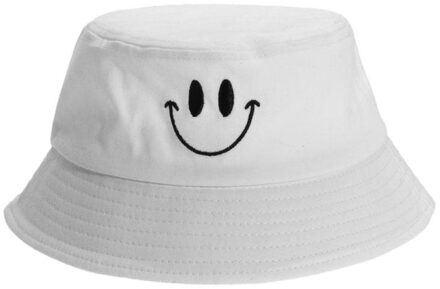 Glimlach Patroon Grappige Borduren Panama Modieuze Hoeden Mannen En Vrouwen Zomer Outdoor Kinderen Hiphop Visser Hoeden wit