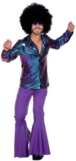 Glimmende Disco Blouse Paars/Blauw Heren Paars - Lila, Blauw, Multikleur - Print