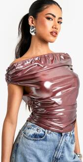 Glinsterende Gedrapeerde Top Met Ruches Aan De Zijkant, Berry - 40