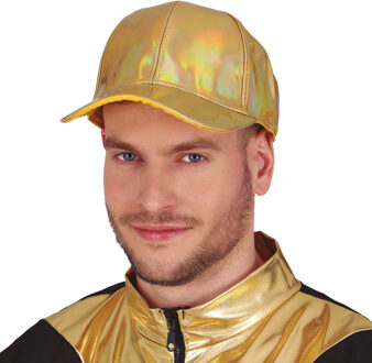 Glitter baseballcap petje - goud metallic - verkleed accessoires - volwassenen - Eighties/Disco