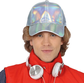 Glitter baseballcap petje - zilver metallic - verkleed accessoires - volwassenen - Eighties/disco