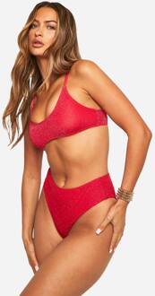 Glitter Bikiniset Met Hoge Taille, Red - 34