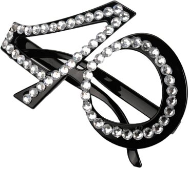 Glitter Crystal Black Frame Verjaardag Bril Anniversary Wedding Party Fancy Dress 30/40/50/60th zwart 40