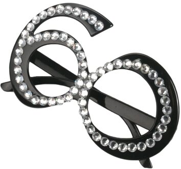 Glitter Crystal Black Frame Verjaardag Bril Anniversary Wedding Party Fancy Dress 30/40/50/60th zwart 60
