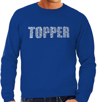 Glitter foute trui blauw Topper rhinestones steentjes voor heren - Glitter sweater/ outfit XL