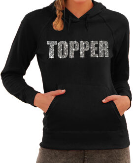 Glitter foute trui hoodie zwart Topper glitter steentjes voor dames - Capuchon trui XL