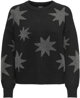 Glitter Gebreide Trui Zwart/Zilver Only , Black , Heren - 2Xl,Xl,L,M,S