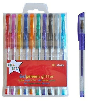Glitter gelpennen - 10x - gekleurd - glitterpennen - hobby pennen