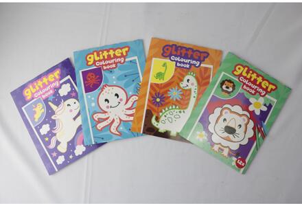 Glitter kleurboek 24x18cm 4 assorti