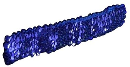 Glitter pailletten disco haarband - blauw - Dames - Carnaval party kleding - Hoofdband