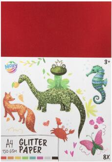 Glitter papier A4 8 vel 150 gram verschillende