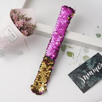 Glitter Sequin Slap Armband Kids Polsband Hoofdband Voor Kinderen Kerstcadeaus Party Armband roos rood goud