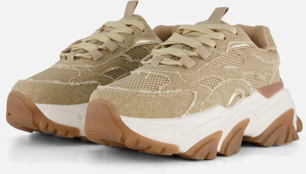 Glitter Sneakers beige Textiel - 36,37,38,39,40,41,42