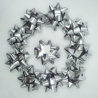 Glitter Ster Bogen, Wrap Bows-Kerst Lint Bows 2 3/4 "Inch(10 Pcs) zilverachtig