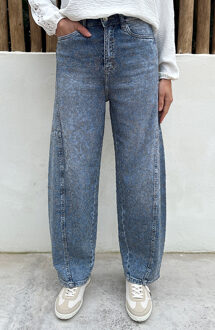 Glitter Stone Barrel Jeans Blauw