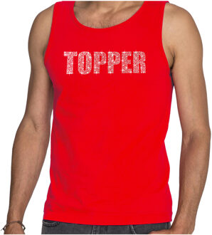 Glitter tanktop rood Topper rhinestones steentjes voor heren - Glitter tanktop/ outfit 2XL