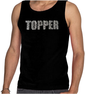 Glitter tanktop zwart Topper rhinestones steentjes voor heren - Glitter tanktop/ outfit XL