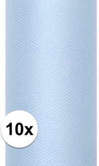 Glitter tule stof - 10x rollen - lichtblauw - 15 x 900 cm - hobbyartikelen/knutselspullen - gaatjess