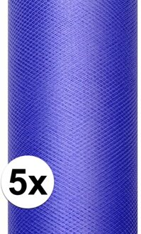 Glitter tule stof - 5x - paars - 15 x 900 cm - hobbyartikelen/knutselspullen